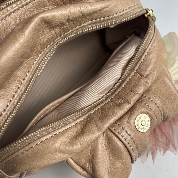 Talbots Tan Leather Handbag with Floral Accent - Picture 12 of 16